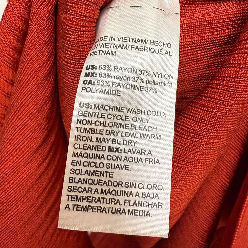 Chicos Sweater Womens Large Red Orange Knit Cardigan Button Down Long Line Tunic - Picture 7 of 8